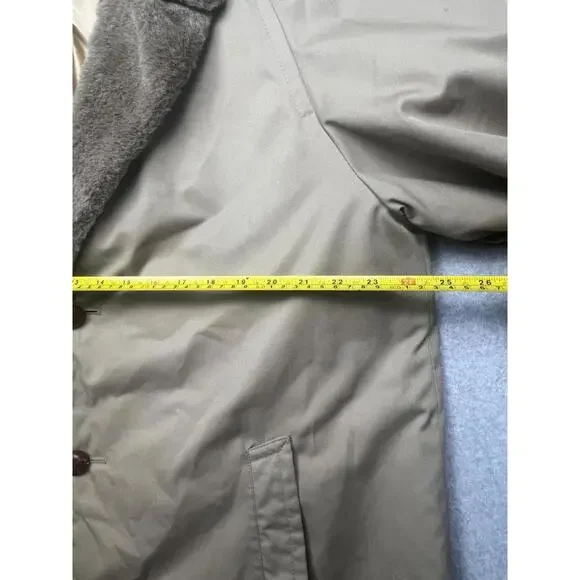 Vintage 70s Brooks Brothers Canvas Over Coat Trench Mens Size 44 Fully Lined